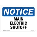 Signmission Safety Sign, OSHA Notice, 10" Height, Aluminum, Main Electric Shutoff Sign, Landscape OS-NS-A-1014-L-14078